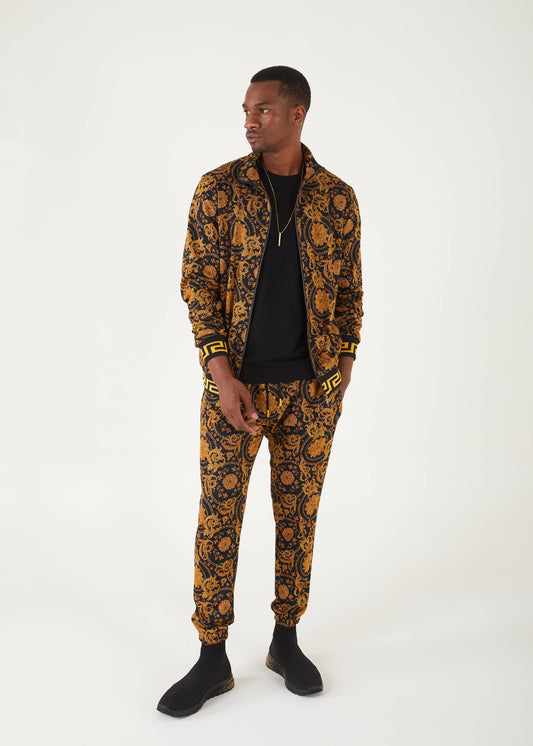 Men's Black Printed Sweat Suit | SETS