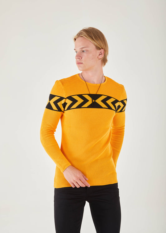 Men's Slim Fit Yellow Sweater | Black Arrows