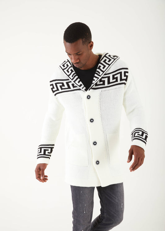 Men's White Boxed Long Sweaters | Hoodie