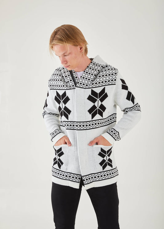 Men's White Patch Long Sweaters | Hoodie