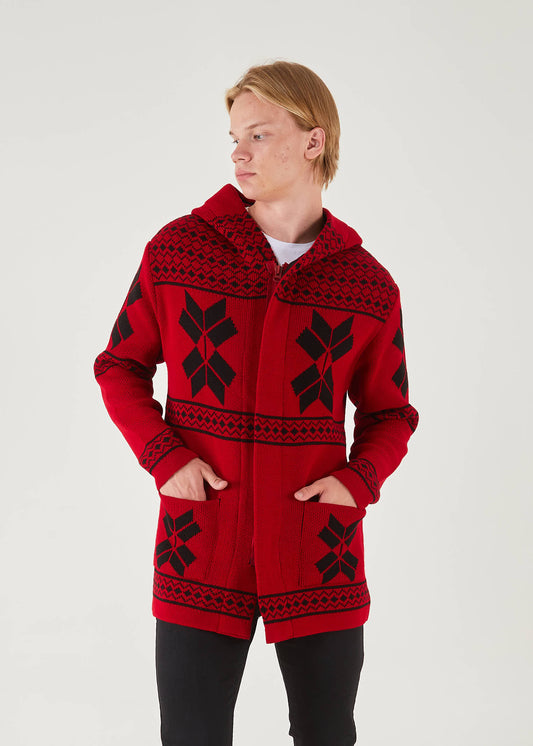 Men's Red Patch Long Sweaters | Hoodie