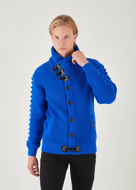 Men's Royal Button Up Sweater | Solid Striped